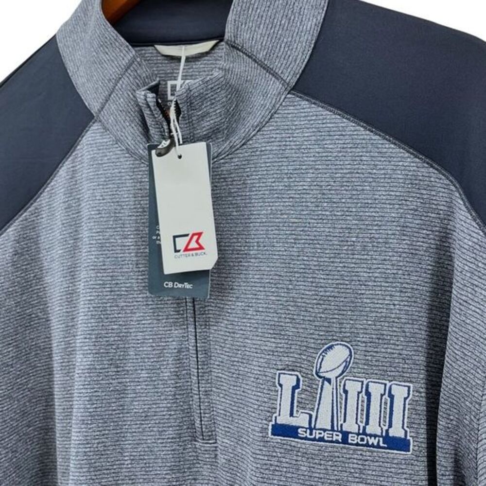 Mens Dry Tec NWT Super Bowl Quarter Zip Sweater size XXL Cutter & Buck
